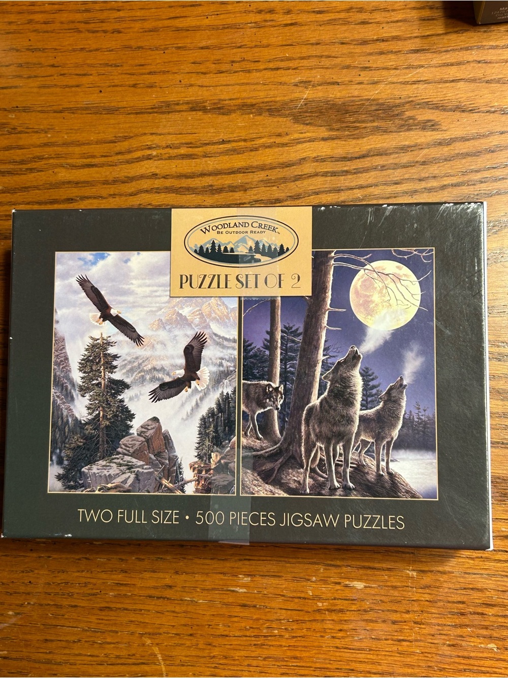 Woodland Creek Puzzle Set of 2 - Eagles & Wolves - Forest Scenery / 500 pieces